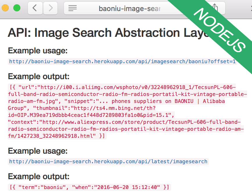 API: Image Search Abstraction Layer