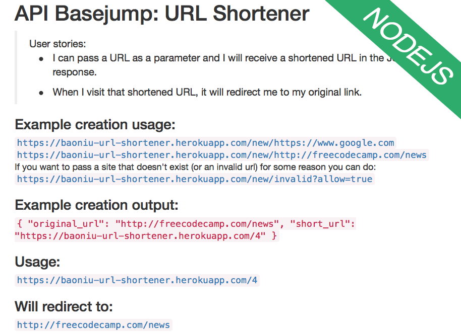 API Basejump: URL Shortener